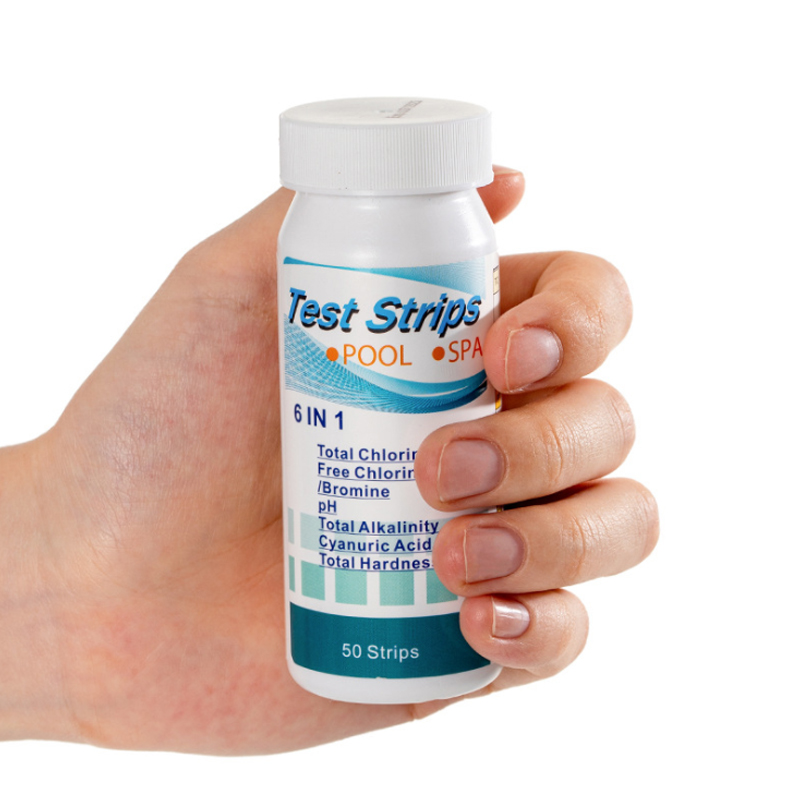 Ph Strip Test - 6 in 1 塩素PHテストストリップ - 50ストリップ多目的水質検査ツール（スパ、スイミングプール、硬度、PH値検出用）