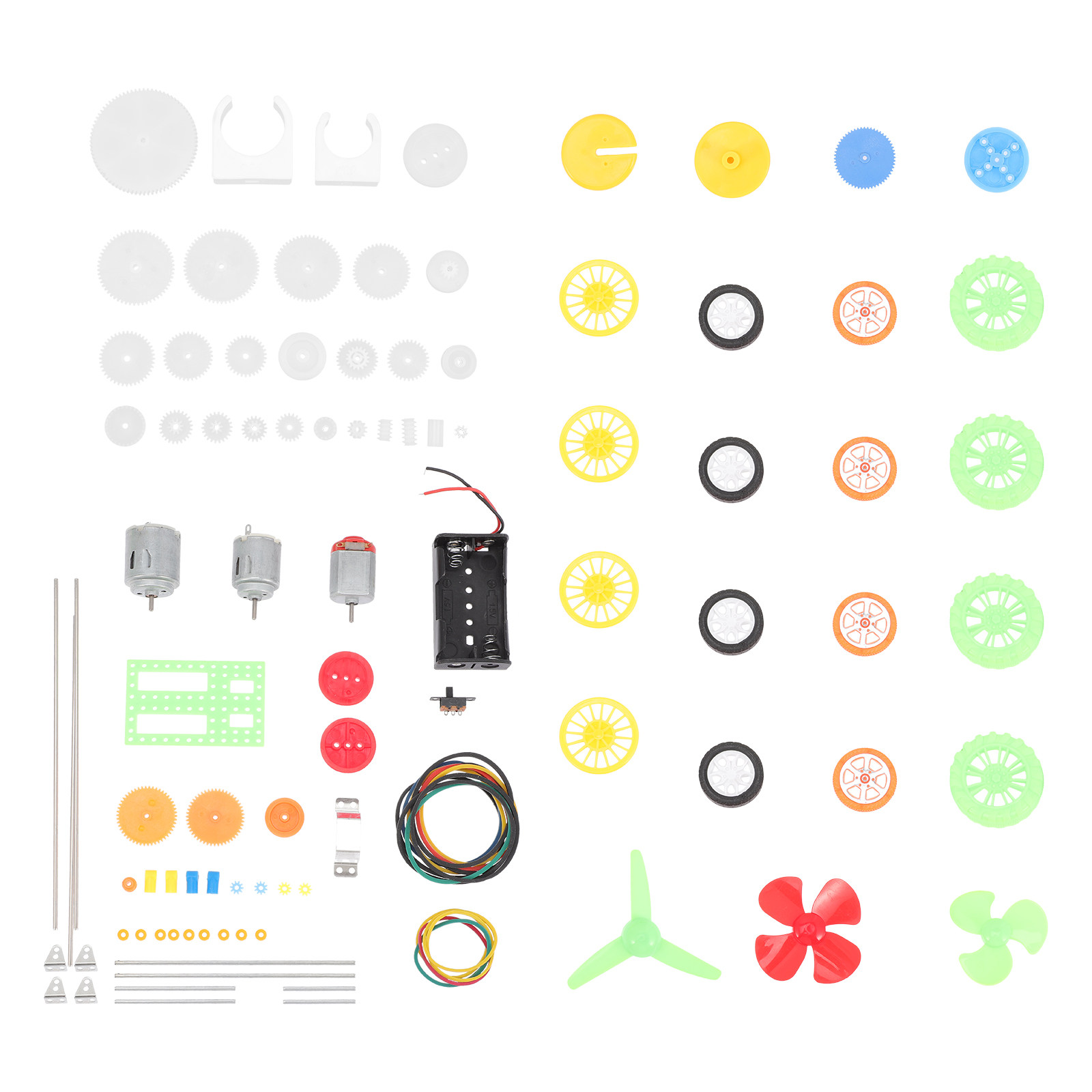 Science Project Diy - 112個入り モーター用アクセサリーキット。プラスチック製の歯車、車輪、小型エンジン部品。DIY科学プロジェクトやSTEM教育、学習に最適。