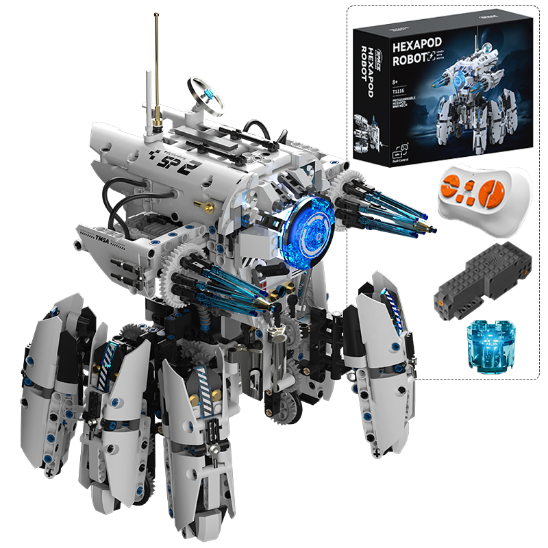 Science Robotics - テクニカルプログラミングヘキサポッドロボットサイエンスフィクション戦争機械ビルディングブロック都市リモコンロボットレンガおもちゃ男の子ギフト