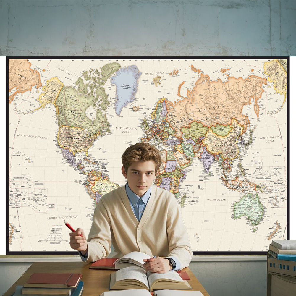 Star Map Poster - 127x81cm/50x32インチヴィンテージ世界地図ポスター折りたたみキャンバス絵画壁アートリビングルーム家の装飾学用品