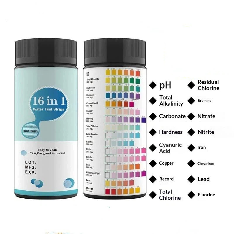 Ph Strip Test - 50/100個入り 16 in 1 水族館用魚タンクテストキット 試験管付き