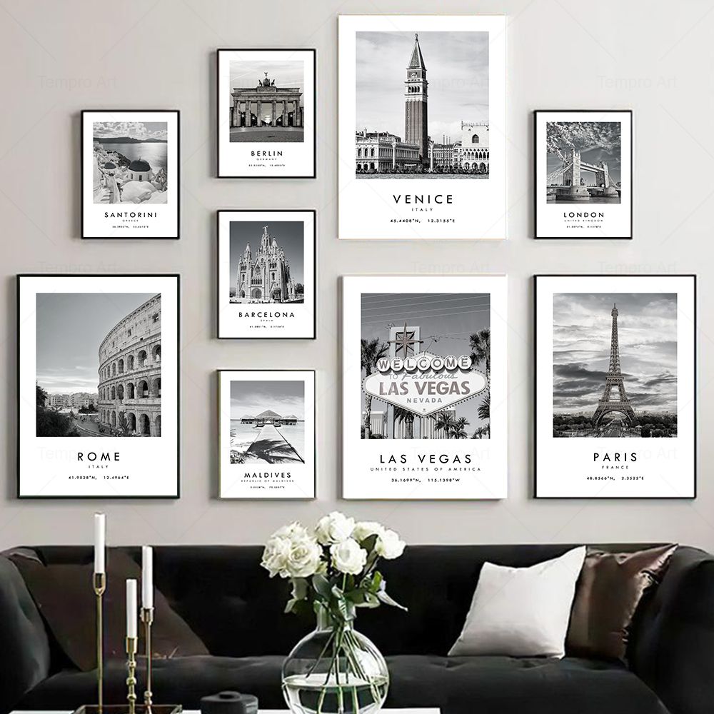 黒、白、都市旅行写真ポスターローマラスベガスキャンバス絵画世 - Star Map Poster のレビューと価格