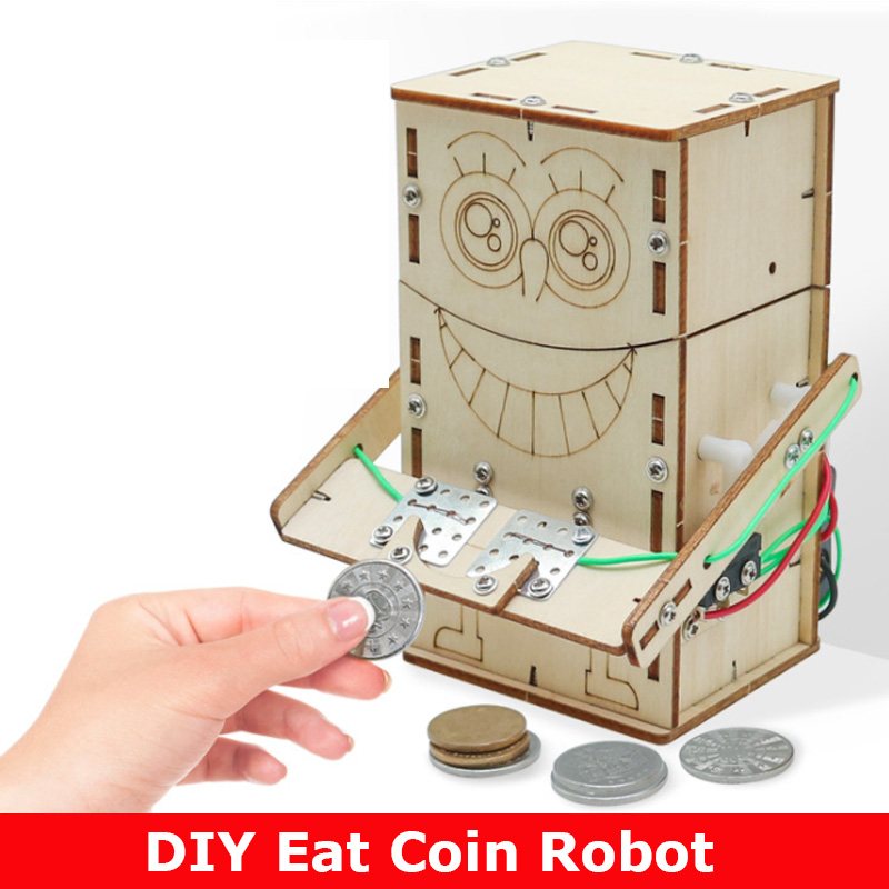 木製電動食べるコインロボット DIY モデル & 組み立て玩 - Science Robotics のレビューと価格